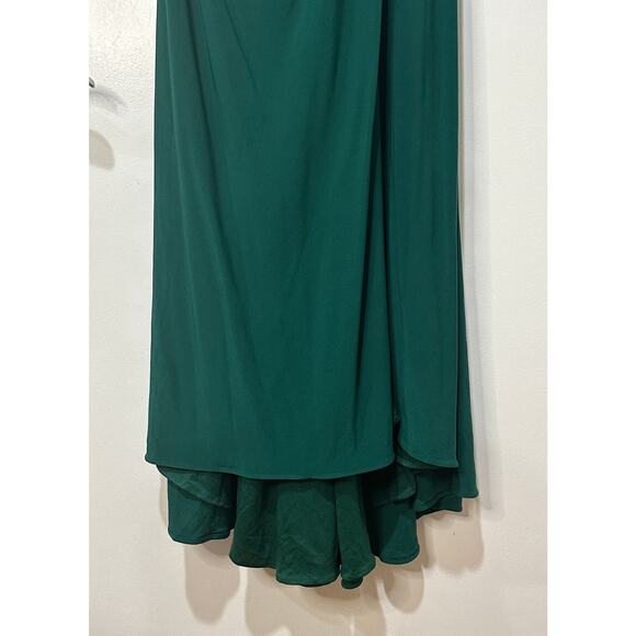 Ieena for Mac Duggal Asymmetrical Neckline Ruched Dress Emerald Size 8 NWT 26517 - Picture 8 of 15